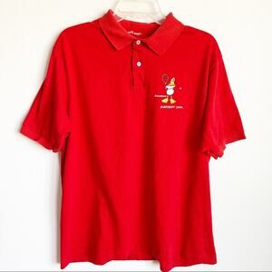 Vintage 1980’s John Baron Everybody Duck Tennis Red Polo Shirt